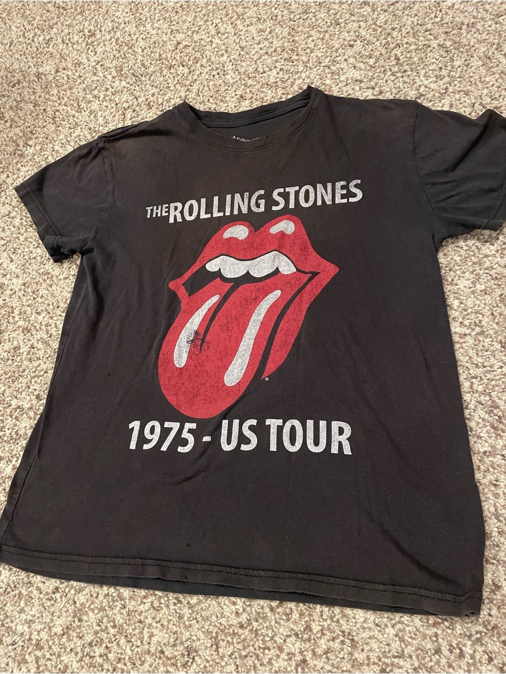 The Rolling Stones 1975 US Tour T-Shirt Black Medium